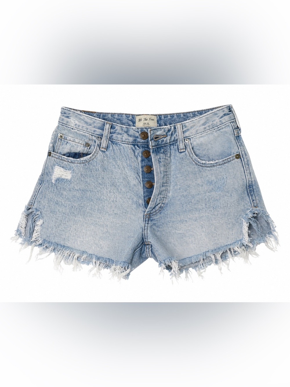 We The Free Cutoff Shorts 26 Light Wash Y2K Frayed Festival Denim